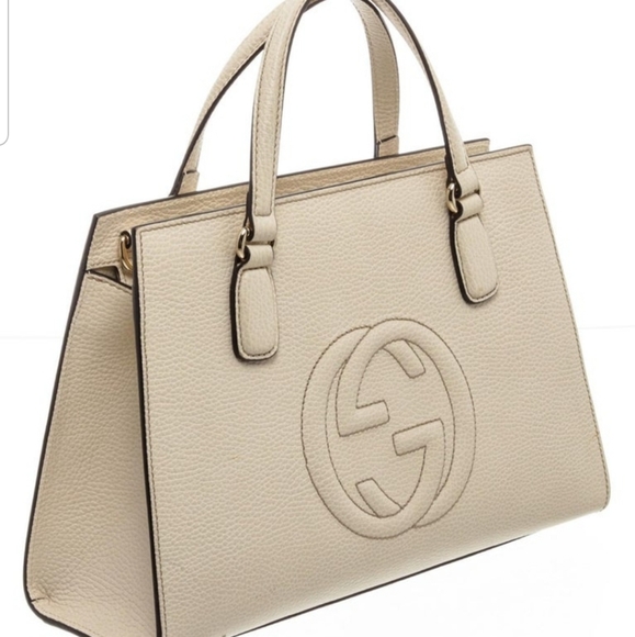 Gucci Beige Grained Leather Soho Top Handle Bag - Picture 3 of 8